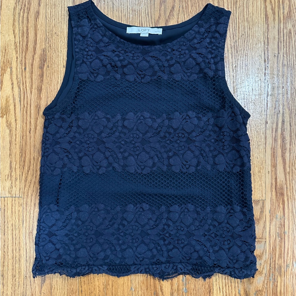 LOFT Black Lace Tank Top